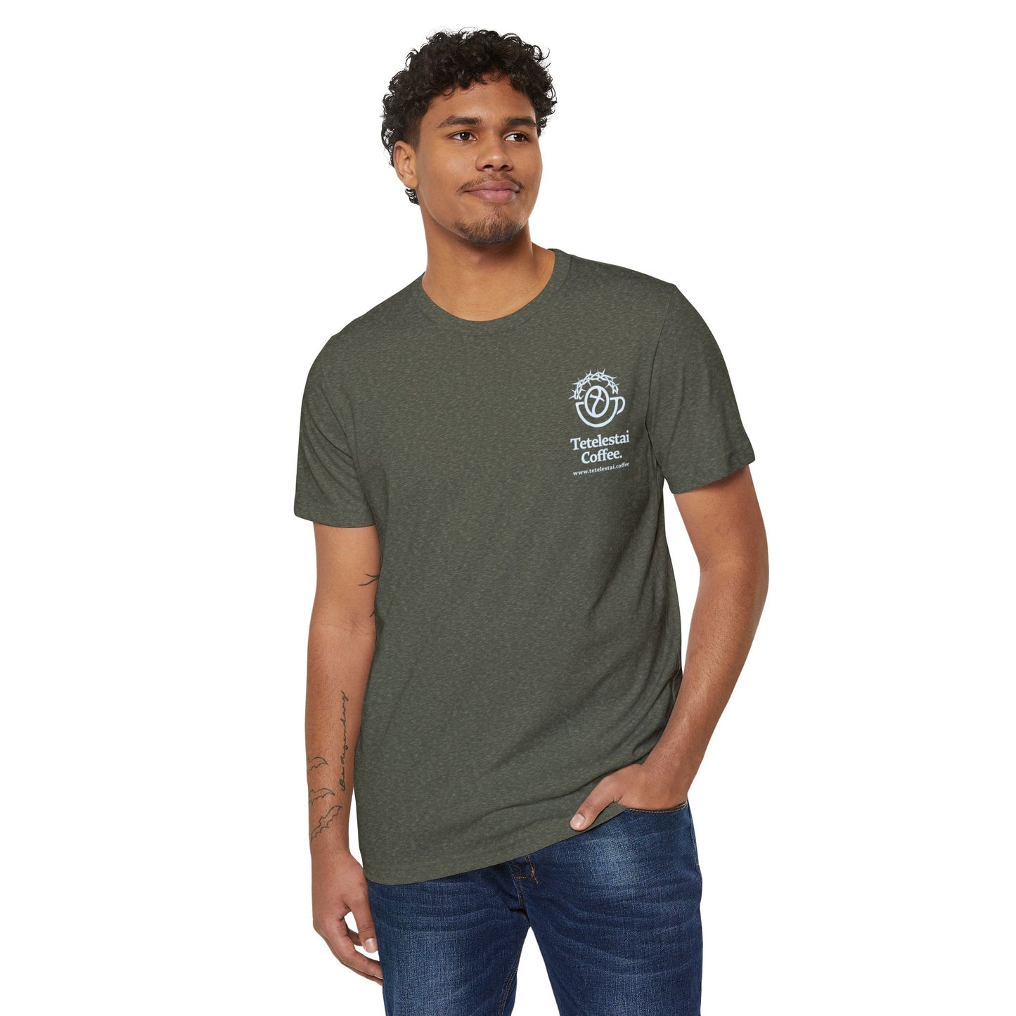 Tetelestai Coffee Logo Organic Cotton Blend T-Shirt
