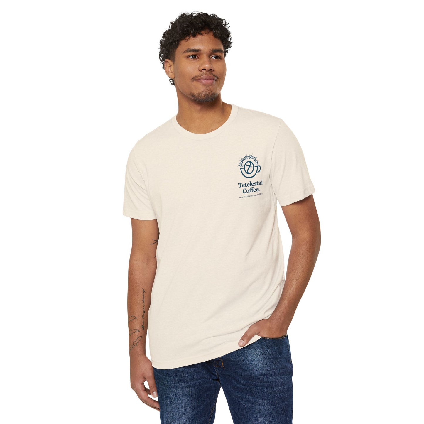 Tetelestai Coffee Logo Organic Cotton Blend T-Shirt